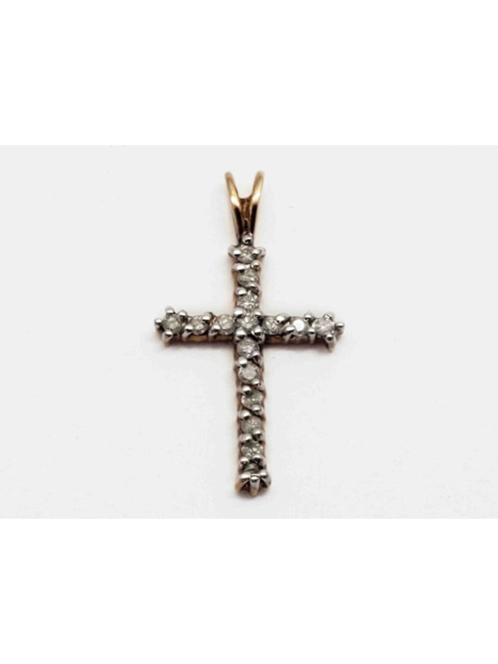 0.16 ctw Natural Diamond Cross Charm Pendant 10k Gold